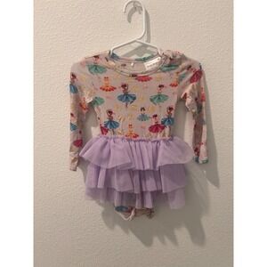 Posh Peanut Ballerina Snowflake Tutu Bodysuit Lavender Purple Gold Girls 12-18M
